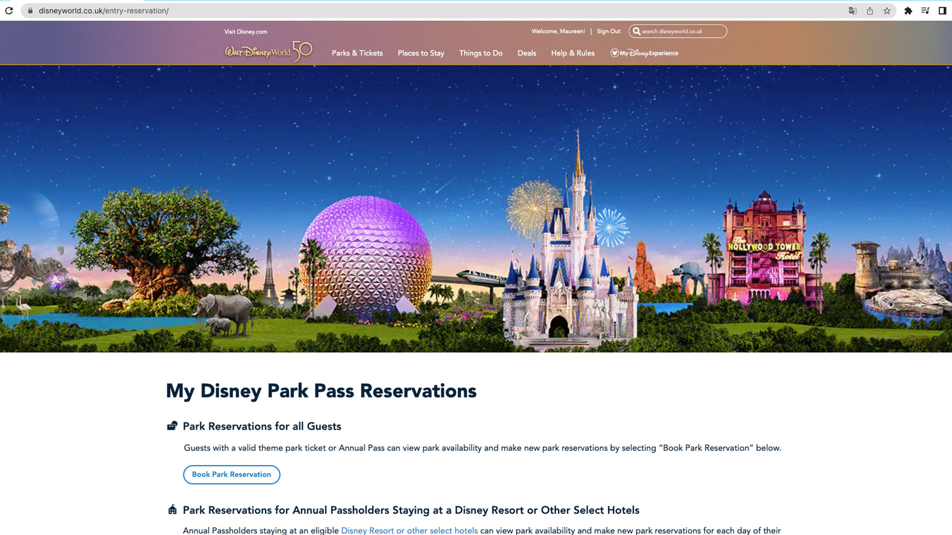 réserver parcs Walt Disney World